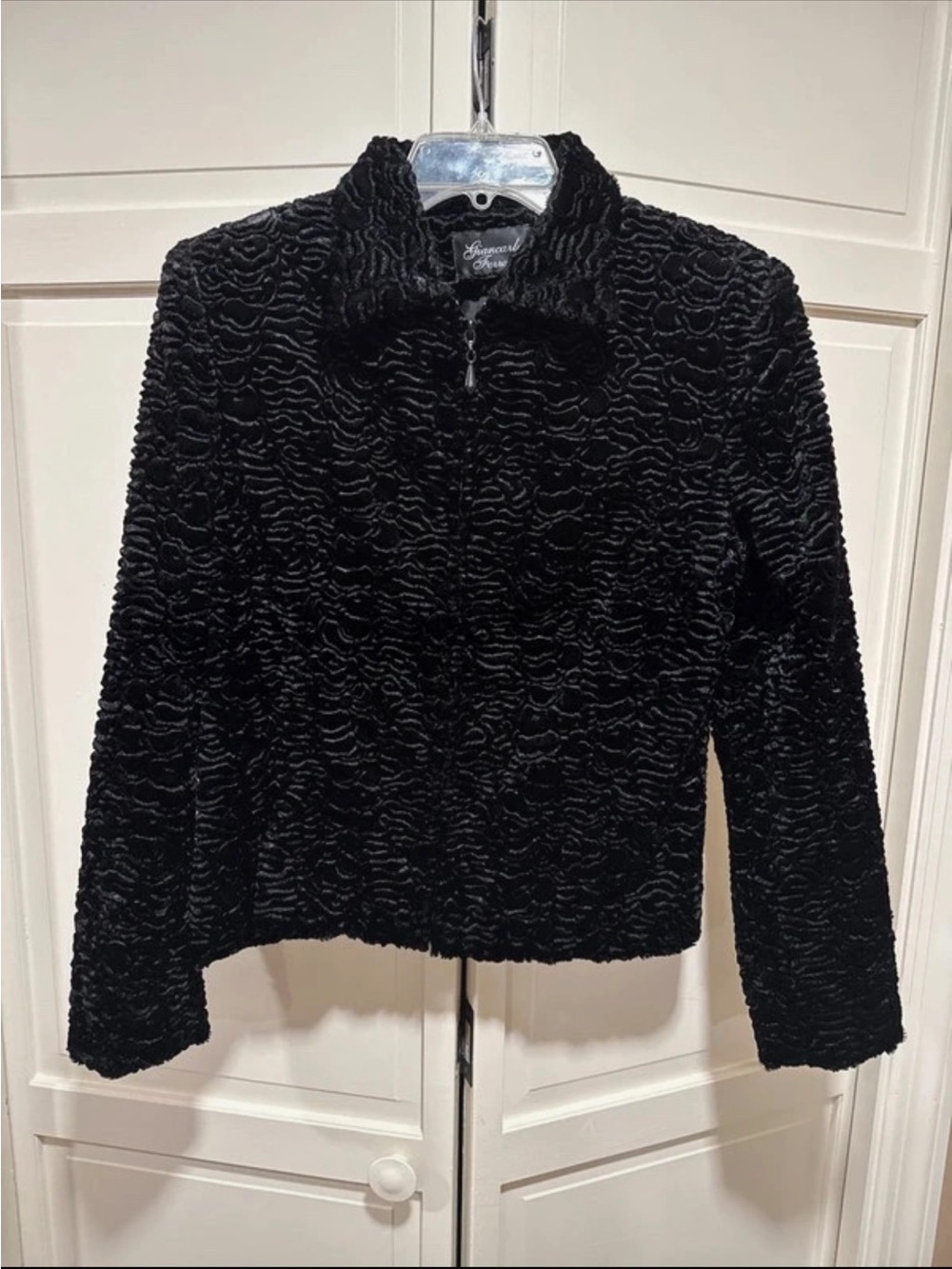 Ferrari Black Textured Teddy Zip Jacket